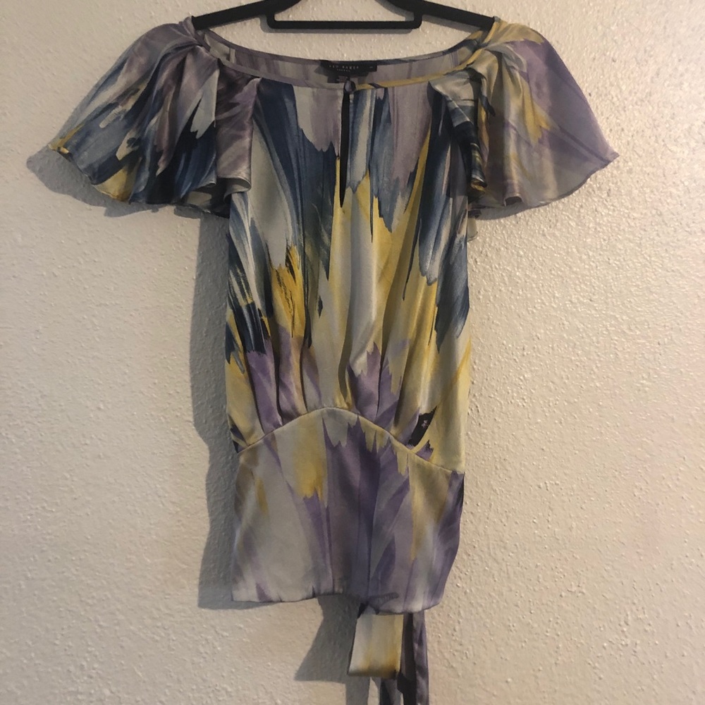 Ted Baker London Silk Watercolor Blouse UK 1